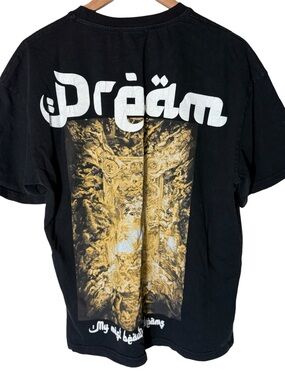 Graphic Streetwear Tee Dream Back Print Black Shirt Size M